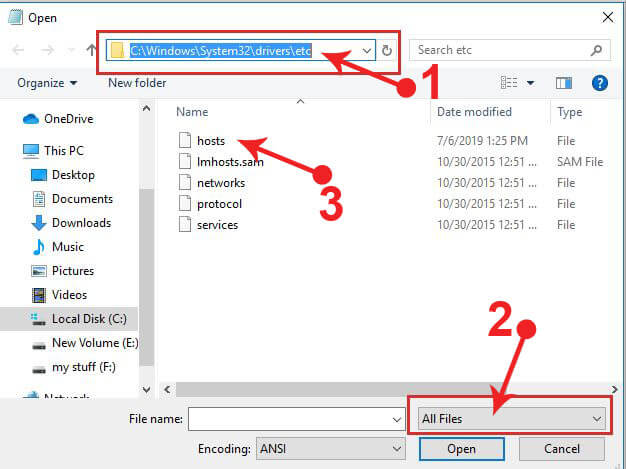 edit hosts file in Window 10